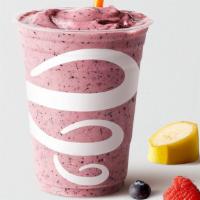 Banana Berry (Large) · Banana, blueberry, apple strawberry juice, nonfat frozen yogurt, and raspberry sherbet (cont...