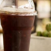 Iced Americano · Espresso + water poured over ice.<br />Double shot for 12oz and Triple for 16oz and 20oz.