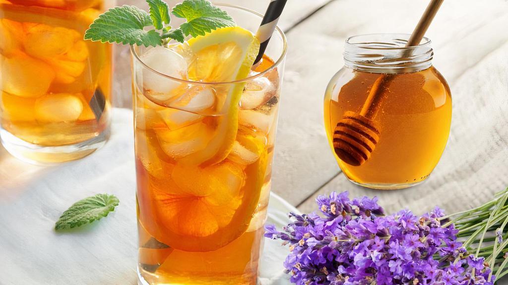 Iced Lavender Honey Tea · Black tea with floral lavender and sweet honey flavors.
