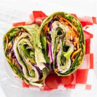 Turkey Bacon Wrap · Sliced turkey breast center-cut bacon with leafy greens all wrapped up in a spinach flour to...