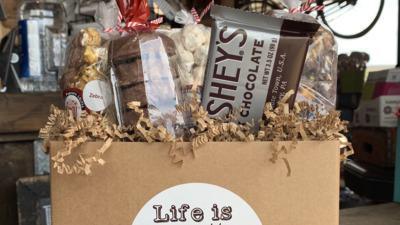 Life Is Better With Chocolate Gift Box · Life is better with Chocolate gift box includes our Zebra, White Chocolate Oreo and Dark Chocolate Sea Salt popcorn flavors.  Also included is a bag of chocolate dipped Oreos and an old fashioned Hershey's Chocolate Bar.