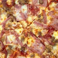 Meat Mania - Medium (12 Inch) · Pepperoni, Italian Sausage, Ham, Bacon, & Beef.