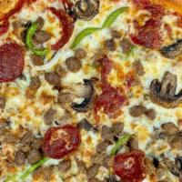 Pizza Specialty - Medium (12 Inch) · Pepperoni, Italian Sausage, Beef, Mushrooms, Bell Pepper, Onions.