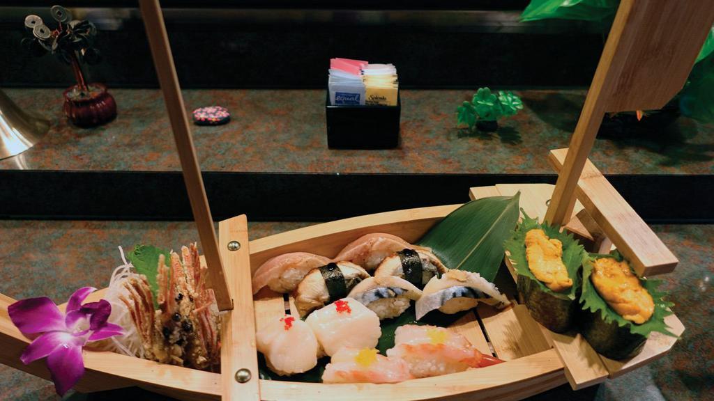 Sushi Mua Omakase · 10 pieces sushi of chef's choice.

Consuming raw or undercooked meats, poultry, seafood, shellfish, or eggs may increase your risk of foodborne illness, especially if you have certain medical conditions.