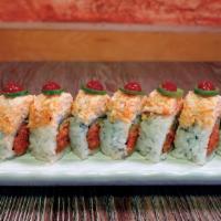 Panic Roll · Spicy tuna roll topped with spicy crabmeat, jalapenos, and sriracha sauce.

Consuming raw or...