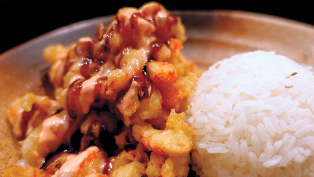 Kids Popcorn  · Deep fried crawfish with spicy mayo, Japanese mustard & eel sauce