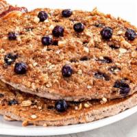 Blueberry Streusel Multigrain Flaxseed (2) · Blueberries and streusel, inside and out. 640 calories.