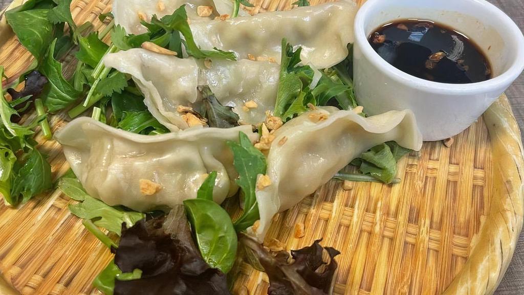 Gyoza · Japanese pot stickers with chicken.  Steamed or fried
