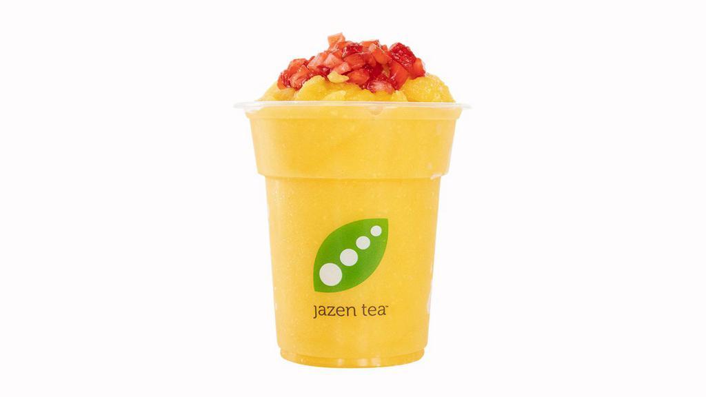 Mango Freeze · Blended fresh mango and strawberry fruit bits.