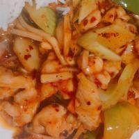 Spicy & Tangy Chicken · Spicy. Diced chicken stir-fried with mushroom, carrots, celery and green pepper in hot spicy...