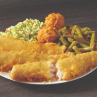 3 Piece Batter Dipped Fish Meal · Three of our famous batter dipped fish fillets, golden on the outside tender on the inside. ...