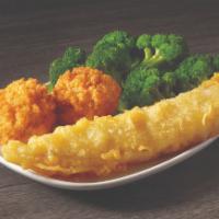 Kid'S Batter Dipped Fish Meal · One piece of our famous batter dipped fish served with a choice of two sides, drink, and 3D ...