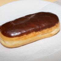 Eclairs · A long donut filler with cream and topped with chocolate.