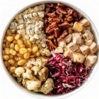 New! Pep In Your Step · Mixed greens, spinach, roasted chicken, roasted cauliflower, radicchio, candied pecans, mari...
