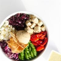 .. Greek Out! · Brown rice, spinach, roasted chicken, roasted tomatoes, feta, cucumber, kalamata olives, rad...
