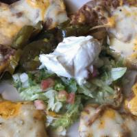 Bean & Cheese Nachos · Restaurant-style nachos with beans and cheese. Includes sides of sour cream, jalapeno, and p...