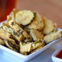 Fried Pickle Chips · Served with house made ranch.