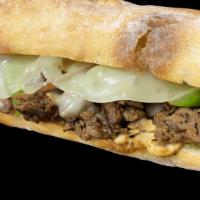 Philly Cheese Steak Sandwich · Grilled Onions, Mushrooms, Bell Peppers, Topped With Provolone Cheese.