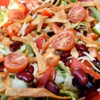 Southern Bucket Salad · Iceberg lettuce, spring mix, corn, kidney beans, tomatoes, red bell peppers, tortilla strip,...
