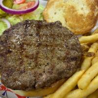 Angus Burger · 1/2 lb. Certified angus beef, hand pressed daily.