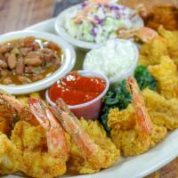 Jumbo Gulf Fried Shrimp · Jumbo gulf fried shrimp, hand battered in our special blend of cornmeal & seasonings & fried...