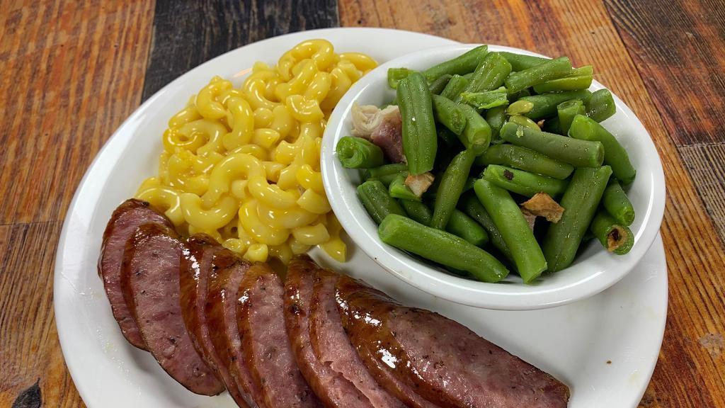 Kid One Meat Bbq Plate · with your choice of two sides.