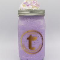Taro Smoothie · Delicious taro smoothie topped with whipped cream.