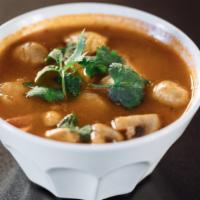 Tom Yum Kong Soup · Special Thai style hot and sour soup with shrimp, mushrooms, lemongrass, and lime juice.