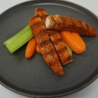 Blackened Chicken Breast Strips · Spicy blackened chicken breast strips with fresh veggies and Ranch.