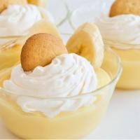 Banana & Wafer Pudding · Fresh banana slices topped with banana pudding, 'nilla wafers and a touch of non-dairy whipp...