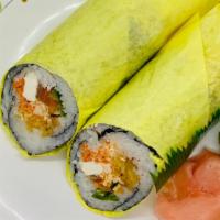 Burrito Roll* · jalapeno, cream cheese, salmon, crab salad wrap with double seaweed
