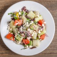 Italian Cucumber Salad · New! Feta cheese, roma tomatoes, kalamata olives, basil, red onions, and cucumbers. Tossed i...