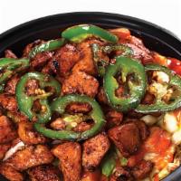 Spicy Bomb · Steamed rice, fresh lettuce, onion, cucumber and spicy grilled jalapeño chicken with spicy m...