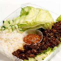 Summer Wrap · Cool sweet and spicy pork, iceberg and steamed rice with special Korean style yummy sauce.