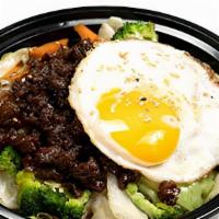 Beef Bibimbap · Variety of healthy vegetable with marinated slice beef and served with rice and spicy sauce ...