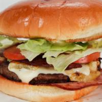 Wicho En Hawaii · Burger (1/3 lb.) / Bacon / Grilled Ham / Lettuce / Tomato / Mayo / Swiss Cheese / Pickles /