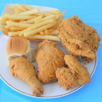 Louisiana Chicken Dinner  (Dark Meat) · 1 Leg, 1 Thigh, 1 Dinner roll, 1 Side order