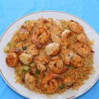 Shrimp Jambalaya · Grilled Chicken & Grilled Shrimp cooked with Jambalaya Rice.