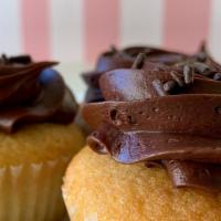 Vanilla-Chocolate · Vanilla Rum cupcake frosted with a delicious homemade chocolate buttercream