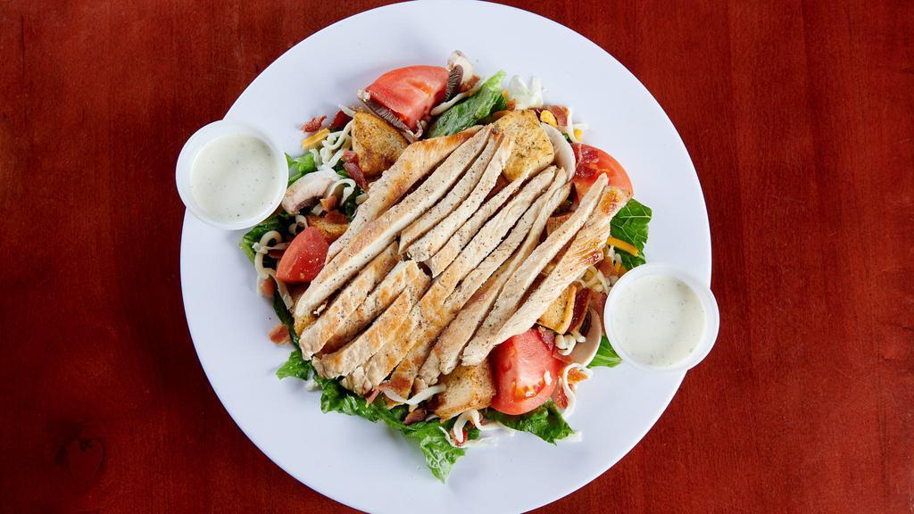 Babe'S Grilled Chicken Salad · Romaine lettuce, grilled onions, sauteed mushrooms, parmesan cheese & Italian dressing.