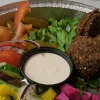 Falafel (5) · Deep fried flavorful blend of ground chickpeas and vegetables seasoned with spices and serve...