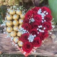 #2 Luxury Heart Box   · HALF FERRERO AND RED ROSES