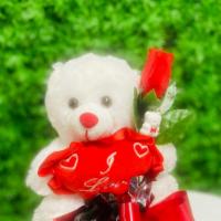 Small Bear Includes A Mug And Bear And A Rose · small bear includes a mug and bear and  artificial rose