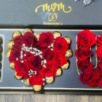 Luxury I Love U Flower Box · chocolate and red roses or any color that you want