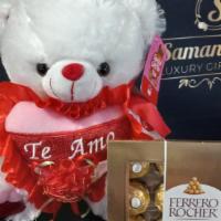 Teddy Bear And Ferrero Box · Includes a teddy bear and a box of Ferrero.  chocolates Same day. Delivery