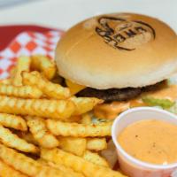 Bnb · Single Patty Angus Chuck marinated, charboiled for a juicy and tender back-yard-smoked taste...