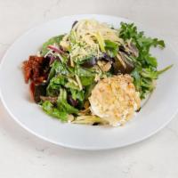 Goat Cheese Salad [Gf][Veg] · mixed greens, arugula, sun-dried tomatoes, sliced apples, parmesan cheese; tossed with our s...