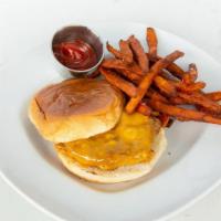 Kids (A) Burger · all-natural 44 Farms® angus beef* & choice of swiss or cheddar cheese, served on a brioche b...