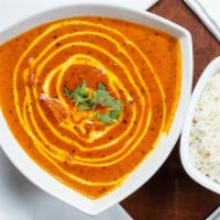 Chicken Tikka Masala · Gluten-free. Breast chicken barbequed in tandoor and then cooked in a rich tomato and onion ...