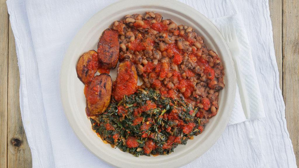 Black-Eyed Peas, Spinach & Fried Plantains · 